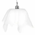 Lampadario design bianco satinato con drappeggio Dafne made in Italy Viadurini