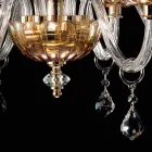 Lampadario design classico a 6 luci in vetro e cristallo Belle Viadurini