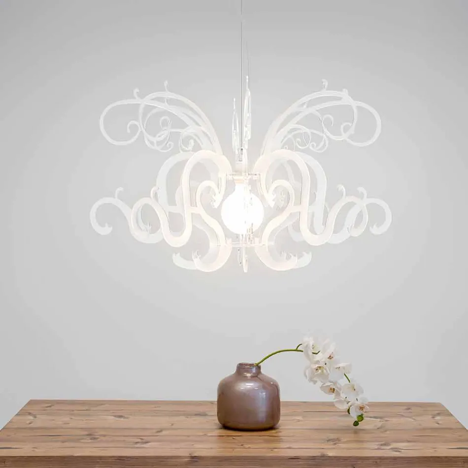 Lampadario di moderno design in plexiglass prodotto in Italia, Malito Viadurini