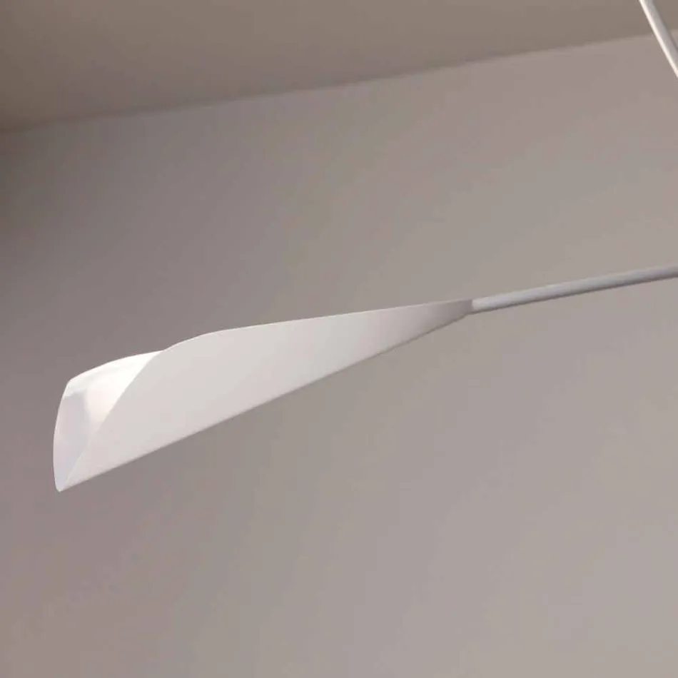 Lampadario in Acciaio Verniciato Bianco Fatto a Mano Made in Italy - Elica Viadurini