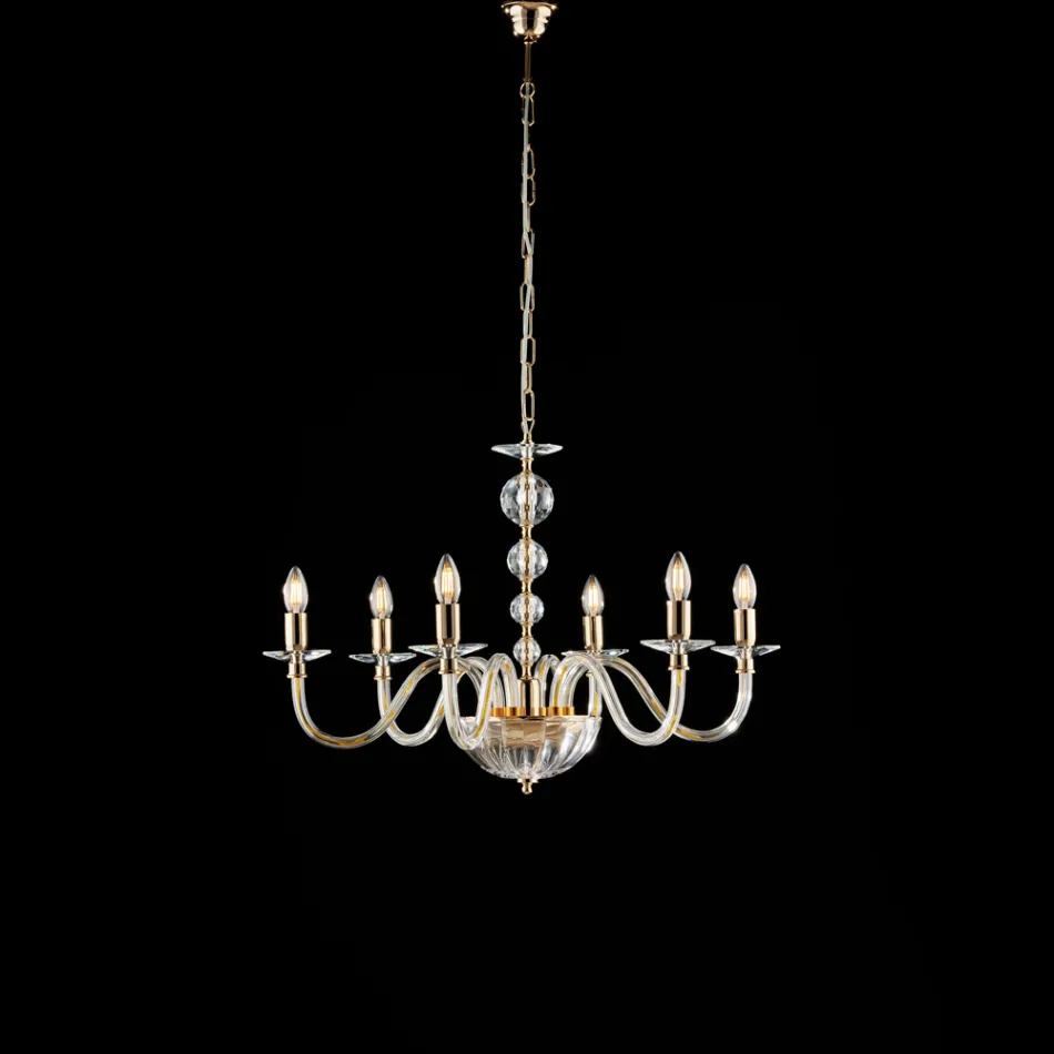 Lampadario in con Vetro e Strass Made in Italy per Arredare L’interno - Madrid Viadurini