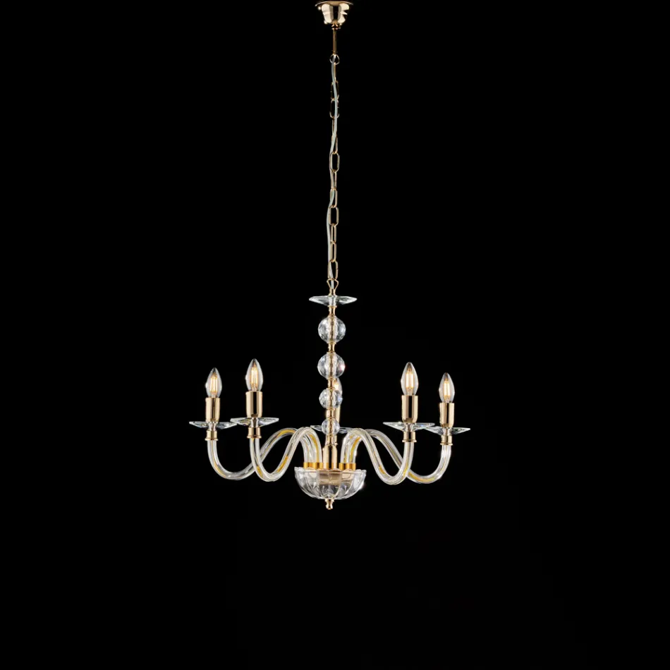 Lampadario in con Vetro e Strass Made in Italy per Arredare L’interno - Madrid Viadurini