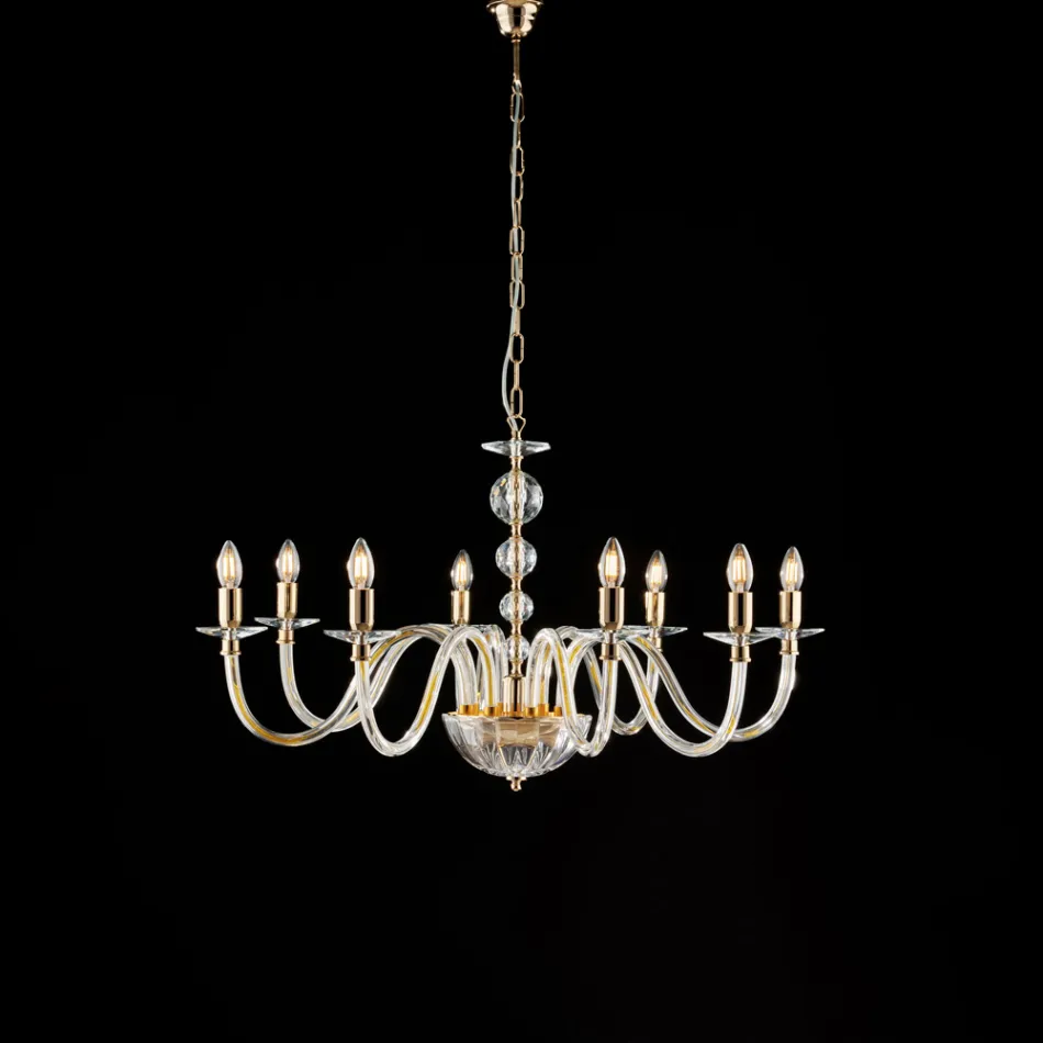 Lampadario in con Vetro e Strass Made in Italy per Arredare L’interno - Madrid Viadurini