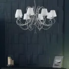Lampadario in Ferro Cromato con Paralumi Made in Italy per Arredare L’interno - Praga Viadurini