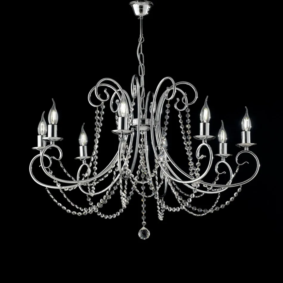 Lampadario in Ferro Cromato Made in Italy per Arredare L’interno - Praga Viadurini