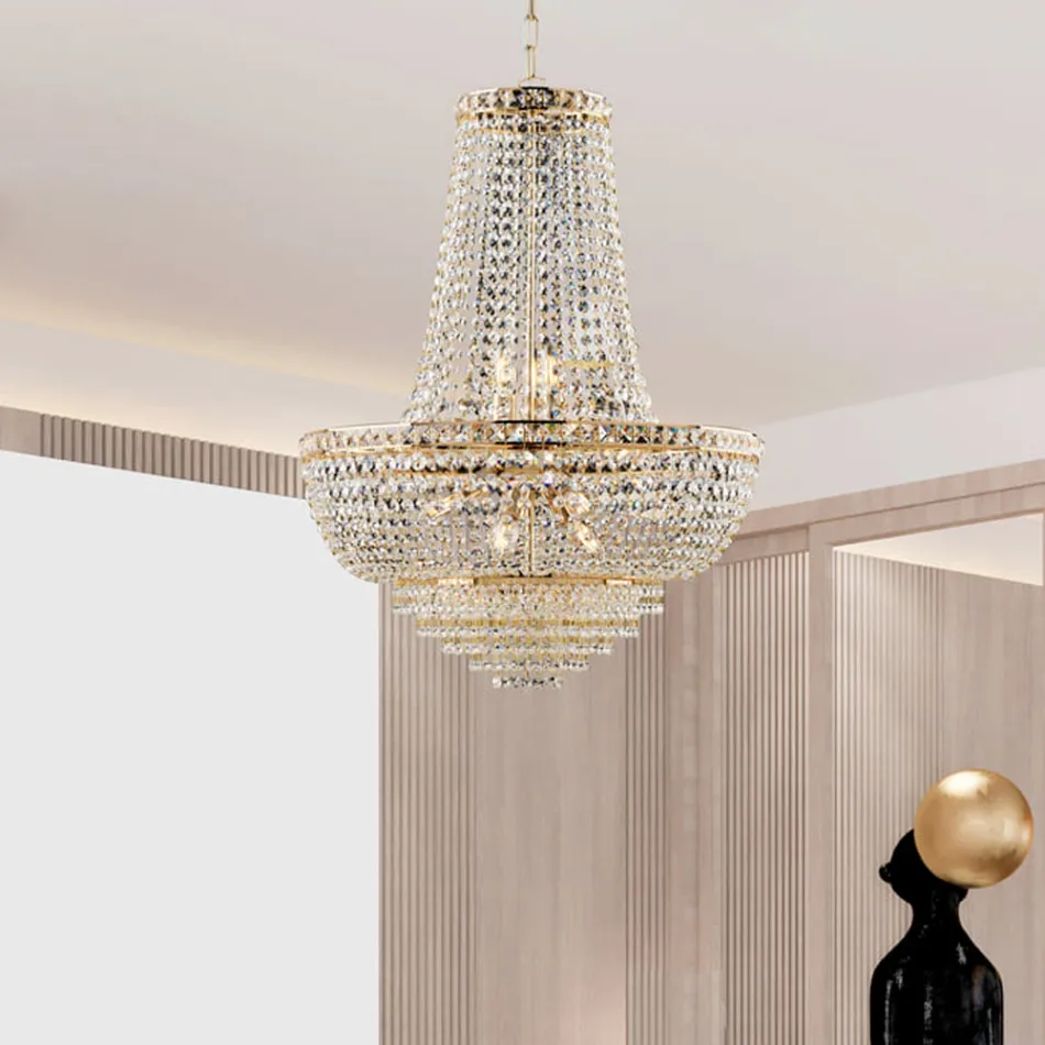 Lampadario in Ferro e Dorato con Strass Made in Italy per Arredare L’interno - Baviera Viadurini