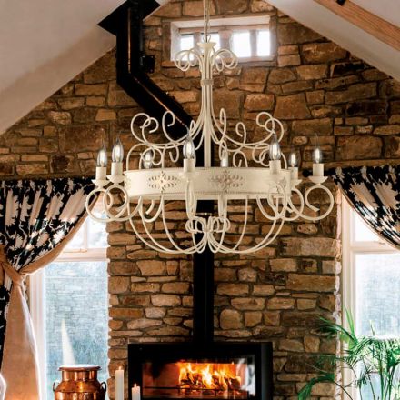 Lampadario in Ferro Laccato e Ruggine Made in Italy per Arredare L’interno - Texas Viadurini