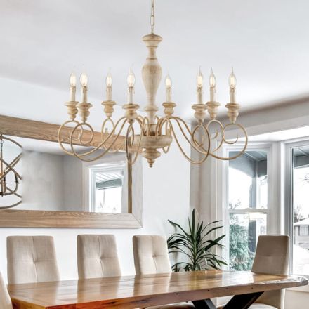 Lampadario in Legno e Ferro Laccato Made in Italy per Arredare L’interno - Toscana Viadurini