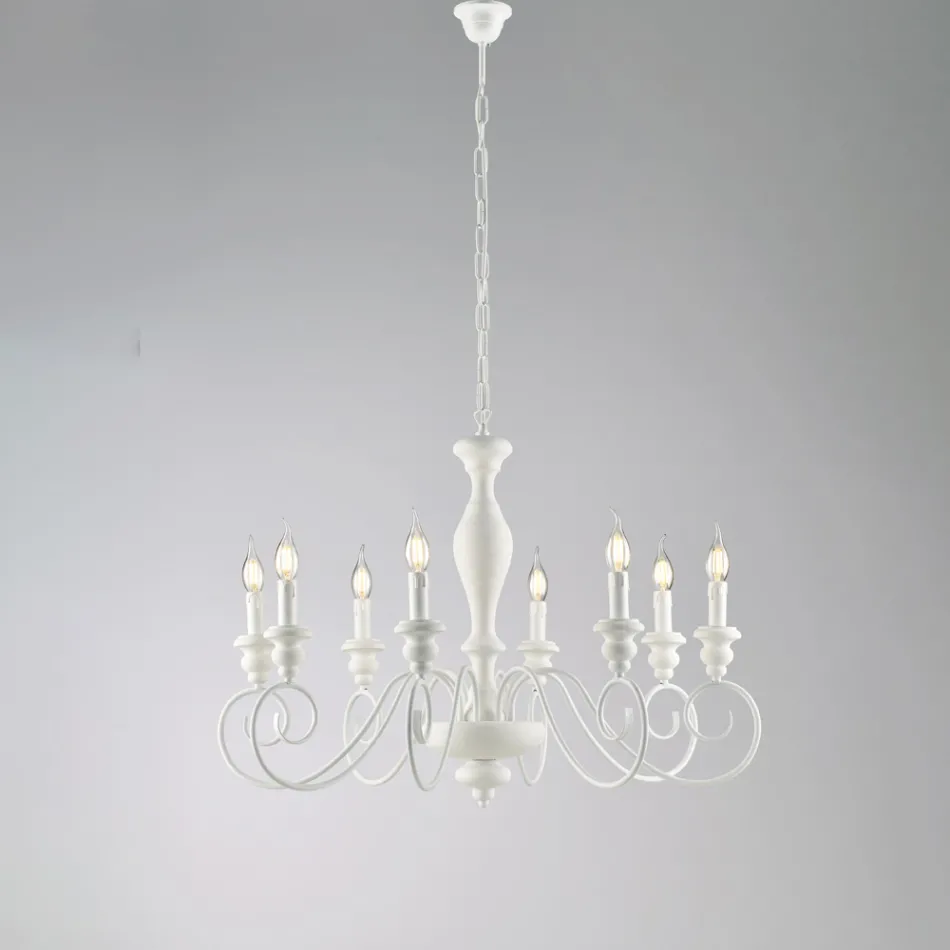 Lampadario in Legno e Ferro Laccato Made in Italy per Arredare L’interno - Toscana Viadurini