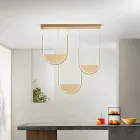 Lampadario in Metallo con Inserto Amovibile in Vetro Granigliato - Catalpa Viadurini