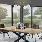 Lampadario in Metallo Oro Metallizzato e 4 Sfere in Vetro Bianco - Venezia Viadurini