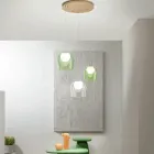 Lampadario in Metallo Verniciato Color Oro con 3 LED e Vetro Opzionale - Faggio Viadurini