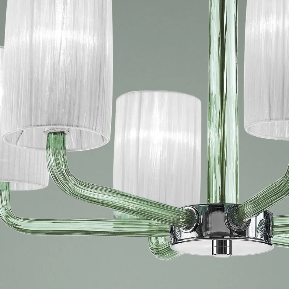 Lampadario in Vetro di Venezia e Metallo Fatto a Mano in Italia - Graham Viadurini