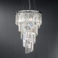 Lampadario Lusso Classico in Metallo Cromato e Cristallo Molato - Lambert