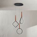 Lampadario Moderno con Forme Geometriche in Metallo e Ecopelle - Cipresso