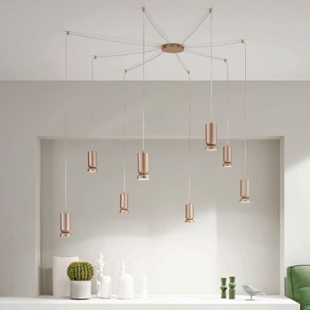 Lampadario Moderno in Alluminio Verniciato a Polvere e Cavo Regolabile - Buxus Viadurini