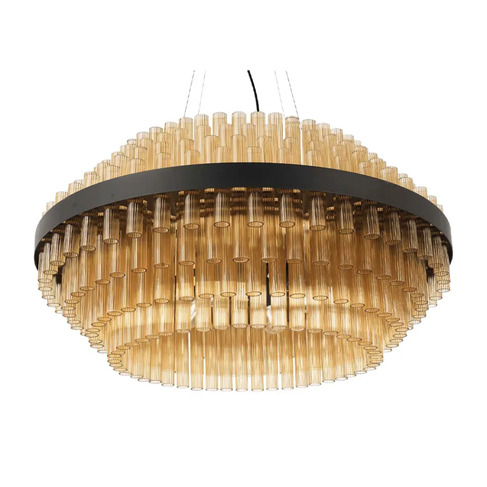 Lampadario Moderno Vetro Soffiato e Metallo Artigianato Italiano - Maesta Viadurini