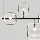 Lampadario Orizzontale in Metallo e Vetro Pyrex Trasparente - Iperspazio Viadurini