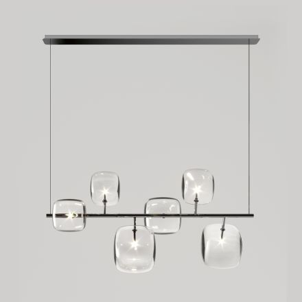 Lampadario Orizzontale in Metallo e Vetro Pyrex Trasparente - Iperspazio Viadurini