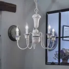 Lampadario Salotto a  5 Luci in Ceramica Dipinta a Mano e Ottone - Sanremo Viadurini