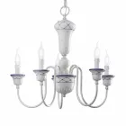 Lampadario Salotto a  5 Luci in Ceramica Dipinta a Mano e Ottone - Sanremo Viadurini