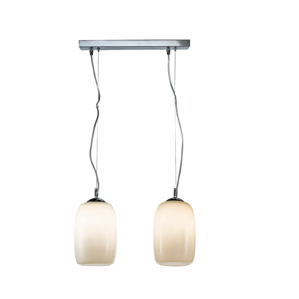 Lampadario Sospeso a Due Lumi in Vetro Soffiato a Mano Made in Italy - Soffio Viadurini
