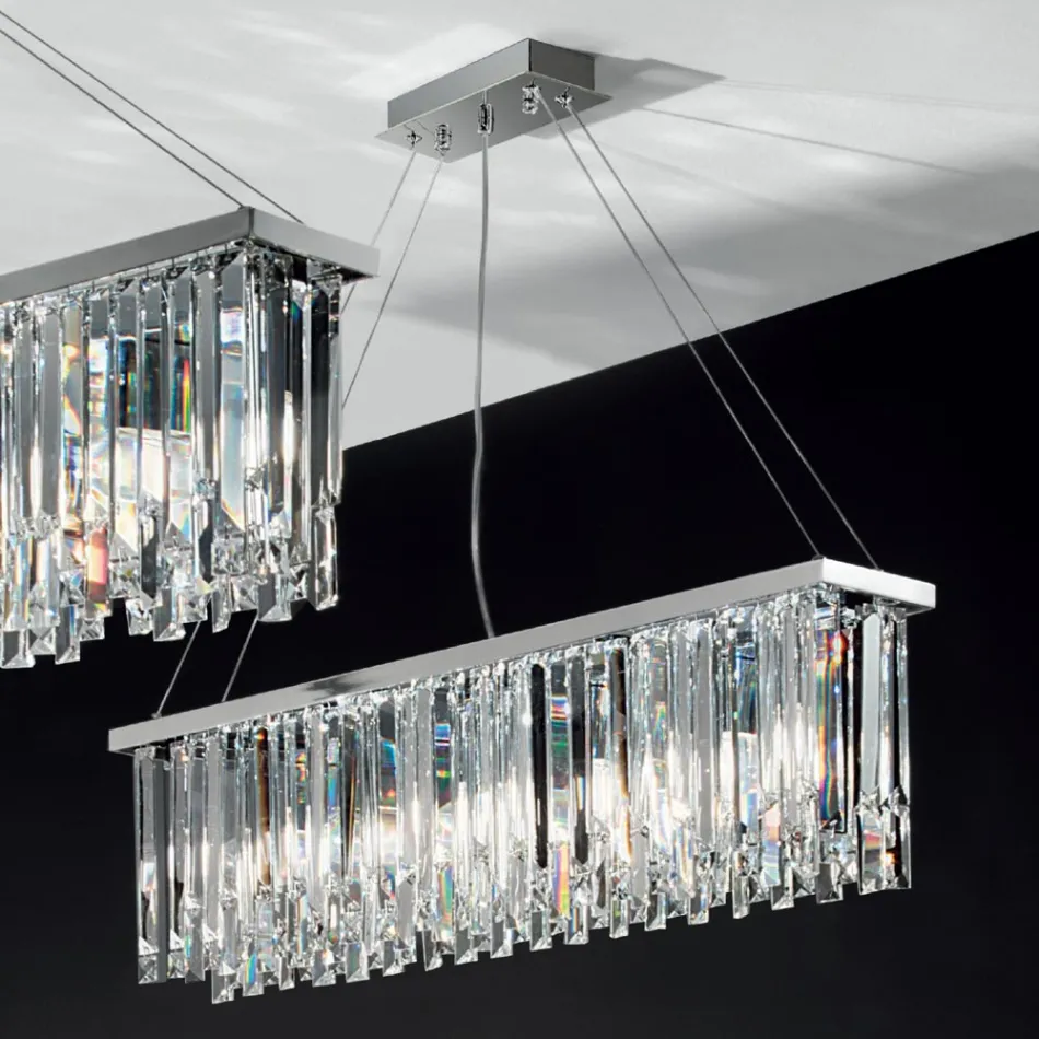 Lampadario Sospeso Classico Lusso in Metallo e Cristallo Molato - Zolando Viadurini