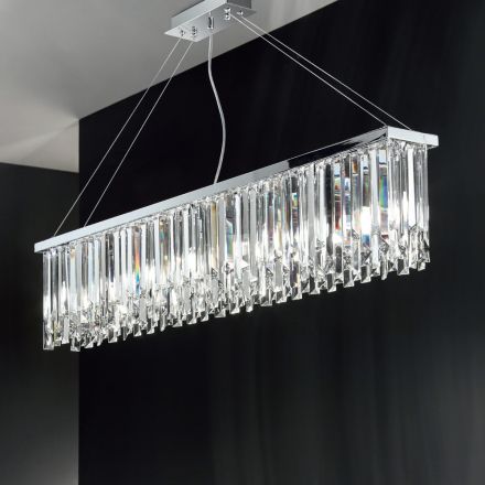 Lampadario Sospeso Classico Lusso in Metallo e Cristallo Molato - Zolando Viadurini