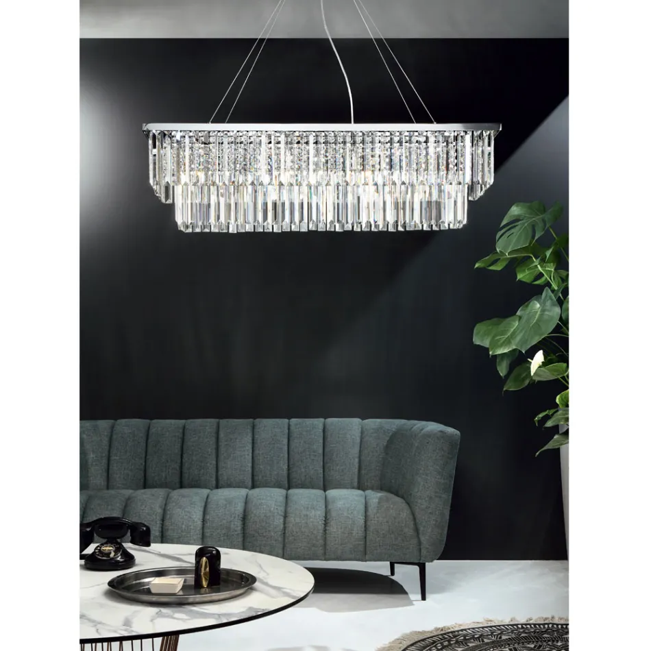 Lampadario Sospeso Classico Metallo e Cristallo Molato di Lusso - Mirielle Viadurini