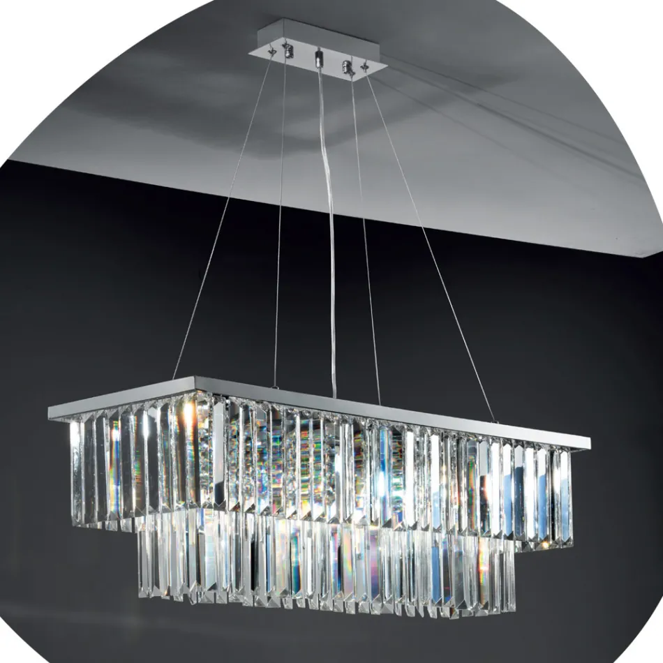 Lampadario Sospeso Classico Metallo e Cristallo Molato di Lusso - Mirielle Viadurini
