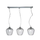 Lampadario su Barra Lineare Tre Lumi in Vetro Veneziano Made in Italy - Elisia Viadurini