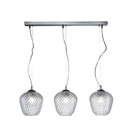 Lampadario su Barra Lineare Tre Lumi in Vetro Veneziano Made in Italy - Elisia Viadurini