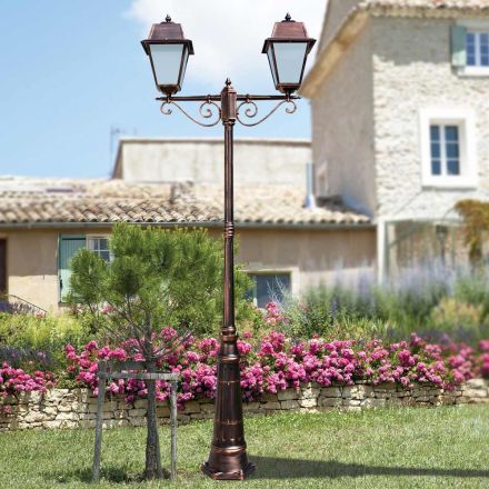 Lampione 2 Luci Stile Vintage in Alluminio Realizzato in Italia - Doroty Viadurini