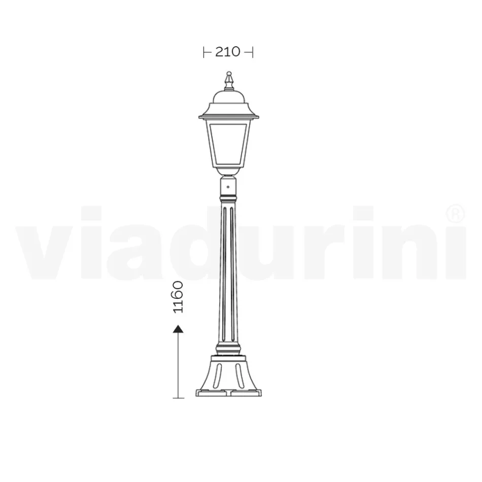Lampione Alto 116 cm in Vetro e Alluminio Antracite Made in Italy - Scintilla Viadurini