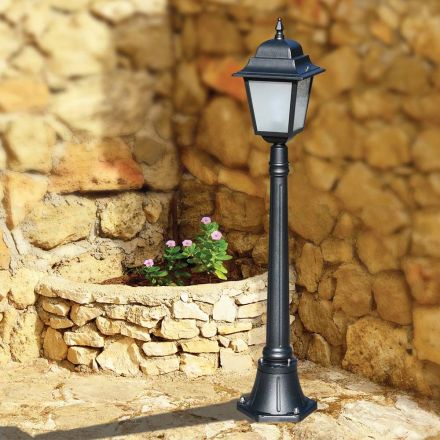 Lampione Alto 116 cm in Vetro e Alluminio Antracite Made in Italy - Scintilla Viadurini