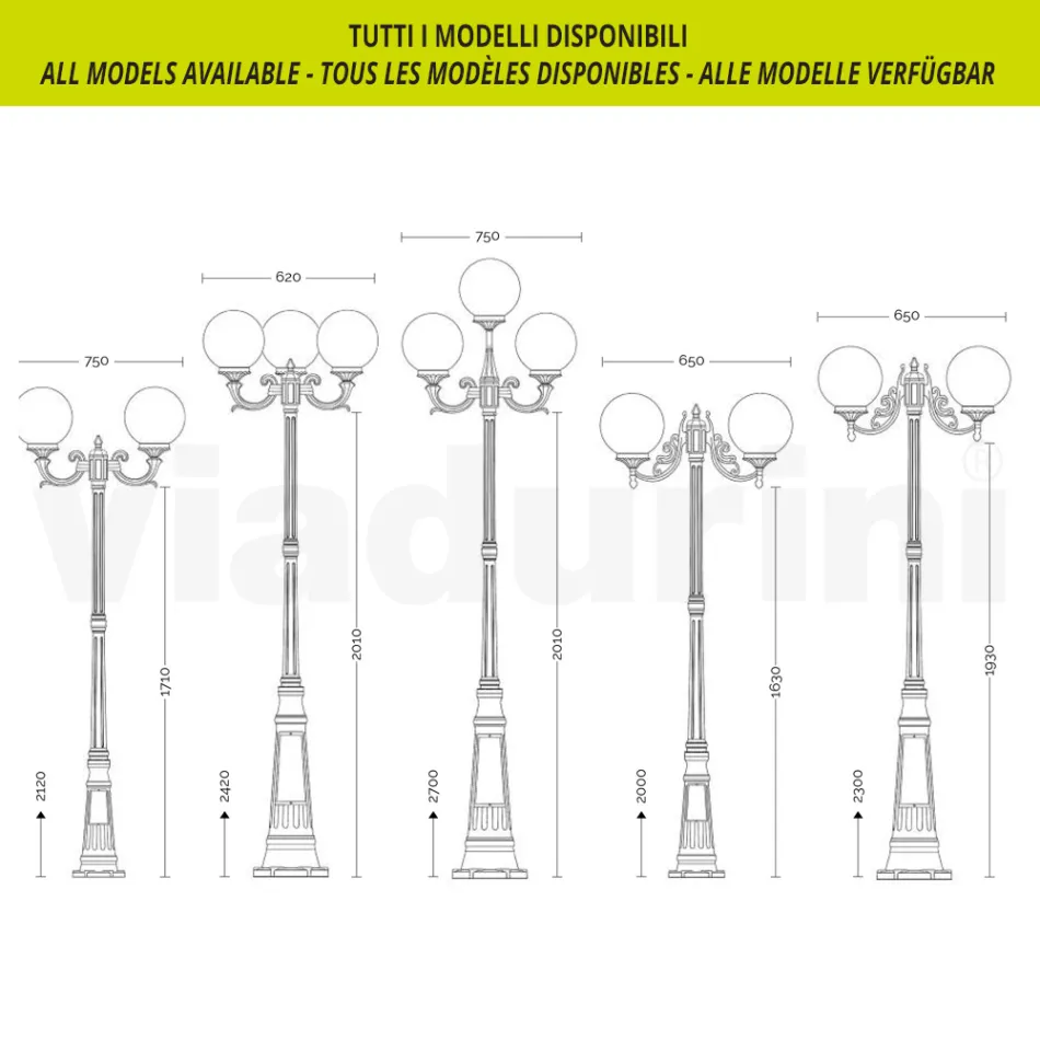 Lampione Alto 208 cm in Acrilico e Alluminio Antracite Made in Italy - Trovaantracite Viadurini