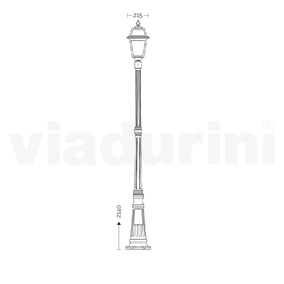 Lampione Alto 214 cm da Giardino in Alluminio Antracite e Vetro Sabbiato - Elric Viadurini