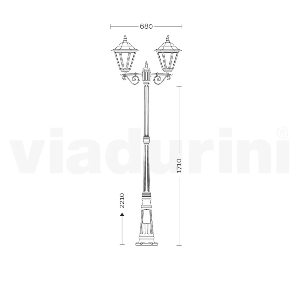Lampione Alto 221 cm da Giardino in Vetro e 5 Finiture di Alluminio - Pinako Viadurini