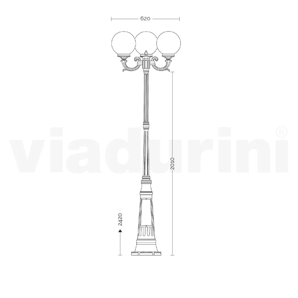 Lampione Alto 242 cm in Acrilico e Alluminio Antracite Made in Italy - Trovaantracite Viadurini