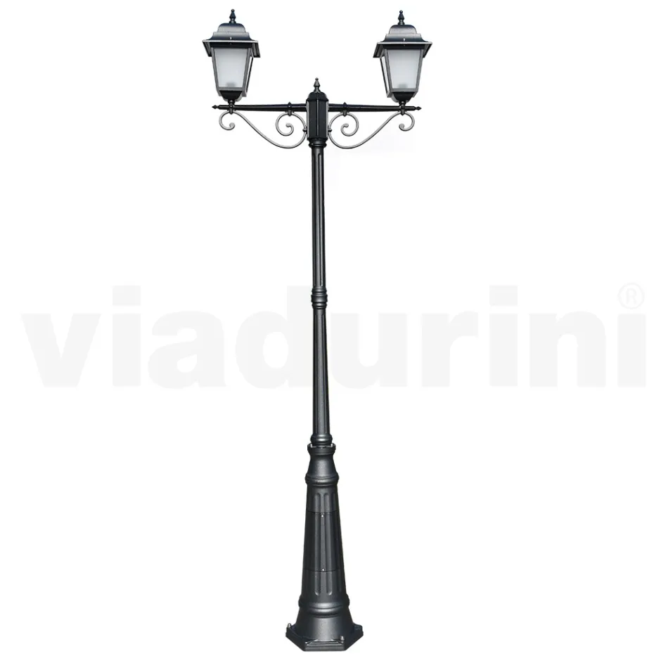 Lampione Alto 255 cm in Vetro e Alluminio Antracite Made in Italy - Scintilla Viadurini