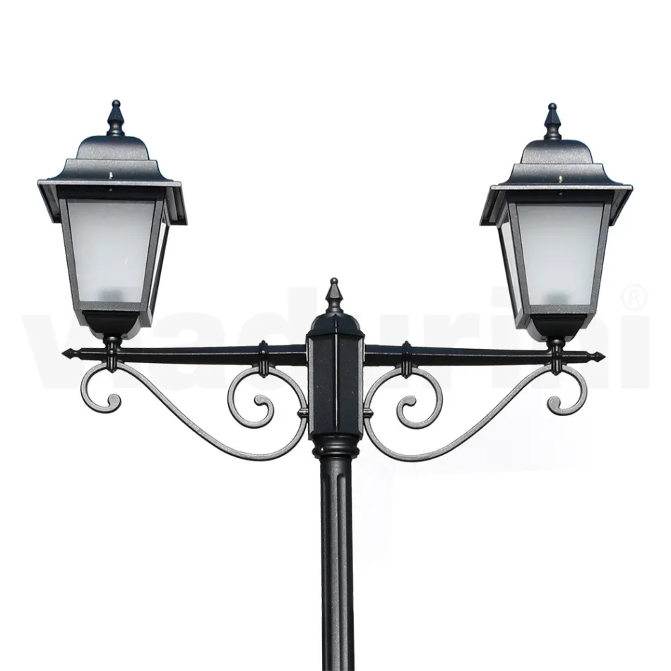 Lampione Alto 255 cm in Vetro e Alluminio Antracite Made in Italy - Scintilla Viadurini