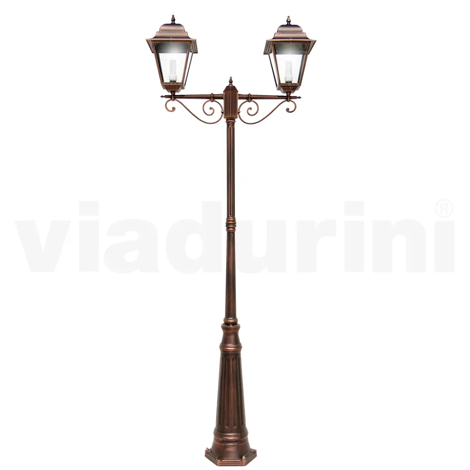Lampione Alto 264 cm per il Giardino in Vetro e Alluminio Pressofuso - Alchimista Viadurini