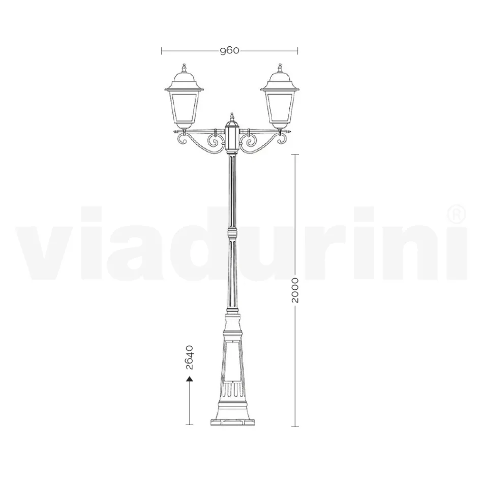 Lampione Alto 264 cm per il Giardino in Vetro e Alluminio Pressofuso - Alchimista Viadurini