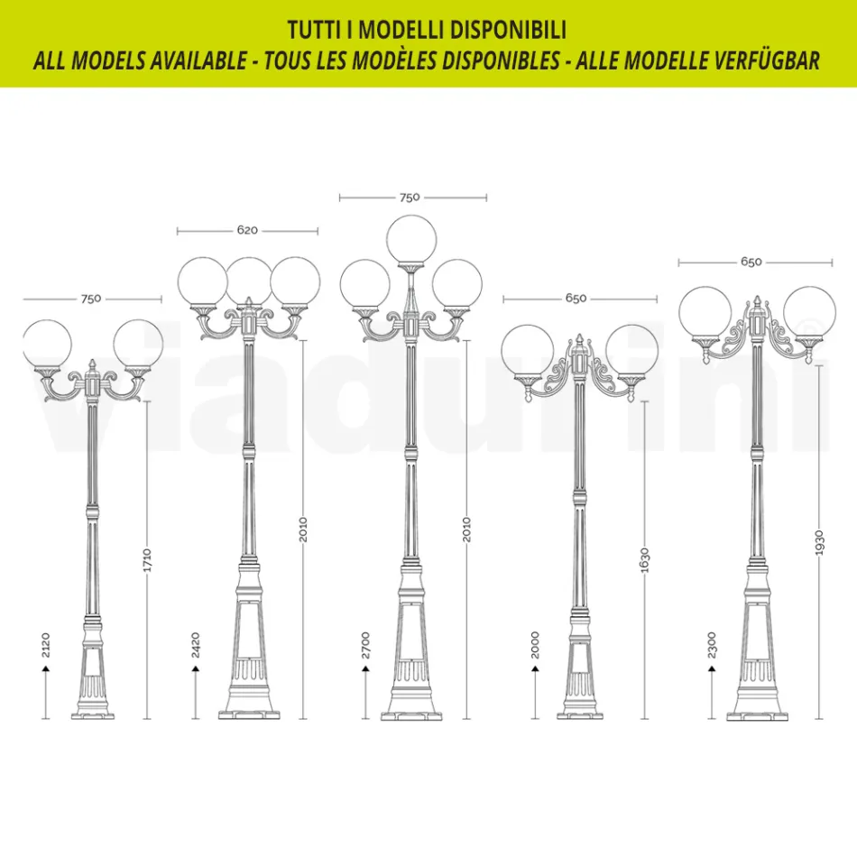 Lampione Alto 270 cm in Acrilico e Alluminio Bianco Made in Italy - Trovabianco Viadurini