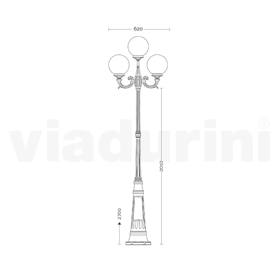 Lampione Alto 270 cm in Acrilico e Alluminio Nero Made in Italy - Trovanero Viadurini