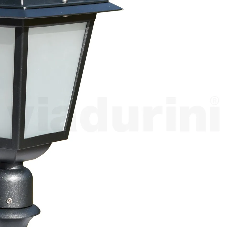 Lampione Alto 76,5 cm da Giardino in Alluminio Antracite e Vetro Sabbiato - Elric Viadurini
