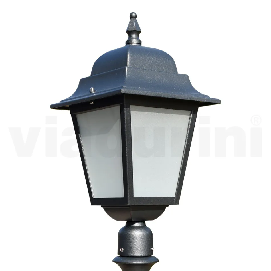 Lampione Alto 76 cm in Vetro e Alluminio Antracite Made in Italy - Scintilla Viadurini