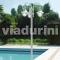 Lampione da esterno a tre luci in alluminio bianco made Italy, Anusca