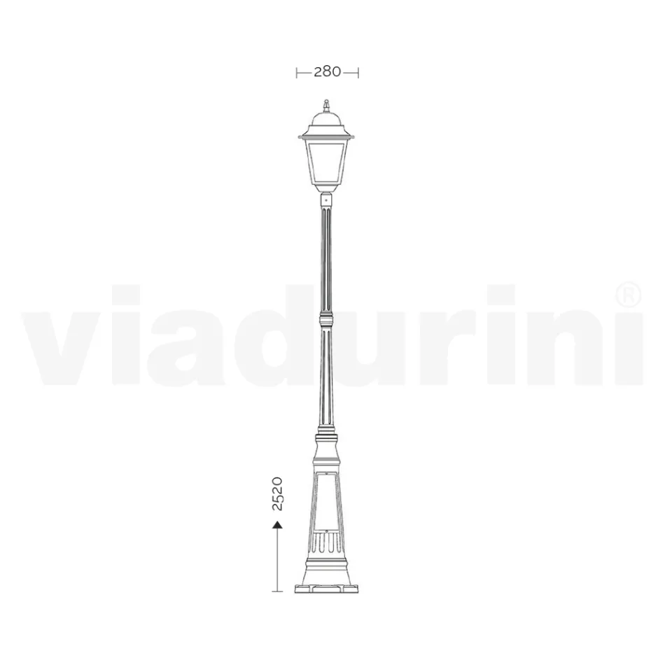Lampione da Esterno Alto 252 cm in Vetro e Alluminio Pressofuso - Alchimista Viadurini