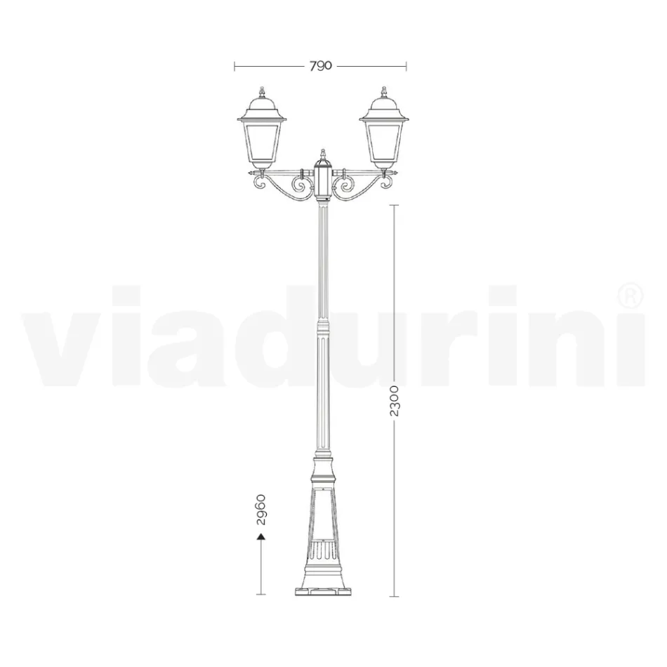 Lampione da Esterno Alto 296 cm in Vetro e Alluminio Pressofuso - Alchimista Viadurini